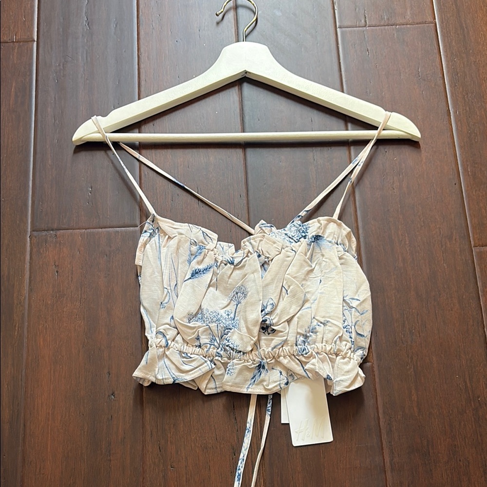 H&M Cream and Blue Patterned Camisole
